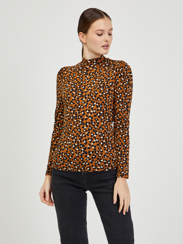 Orsay ORSAY Paisy barna mintás női póló