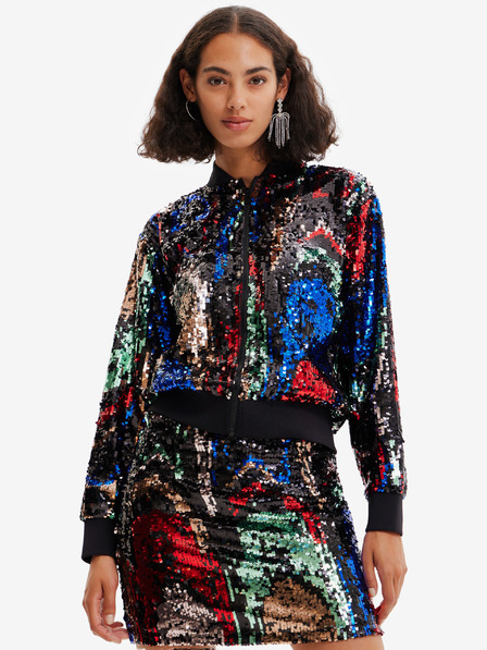 Desigual Piros és fekete női flitteres bomber Desigual Sequin