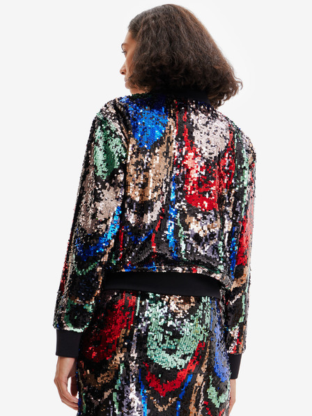 Desigual Piros és fekete női flitteres bomber Desigual Sequin