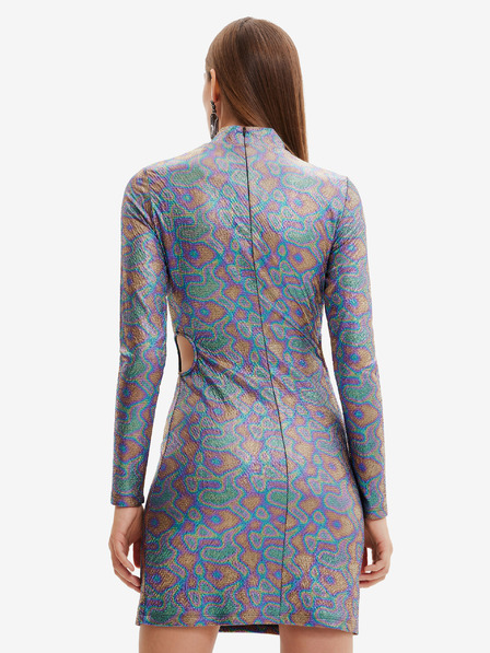 Desigual Rózsaszín és zöld női Desigual Luna metálos burok ruha