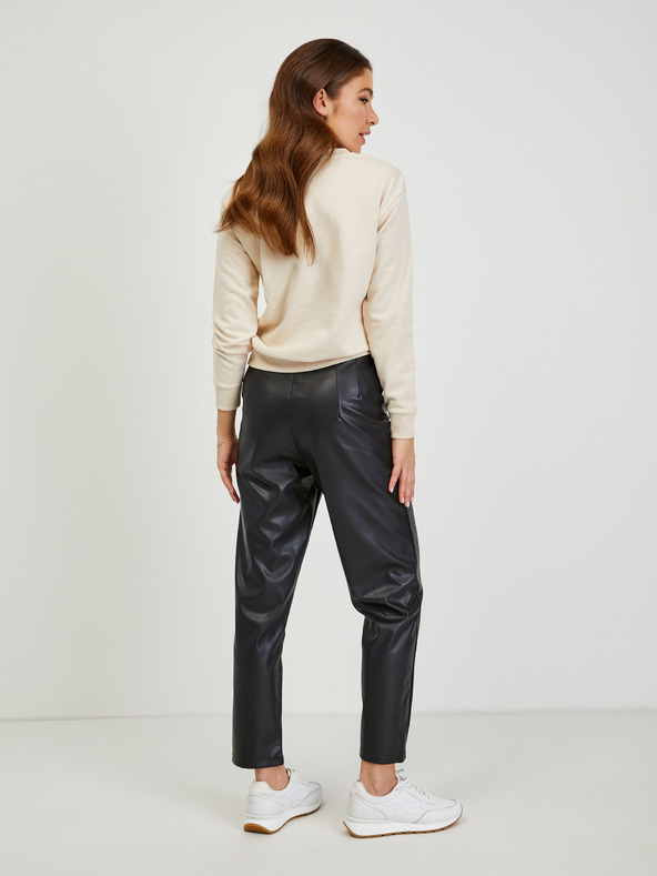 Orsay ORSAY fekete műbőr rövidített női nadrág