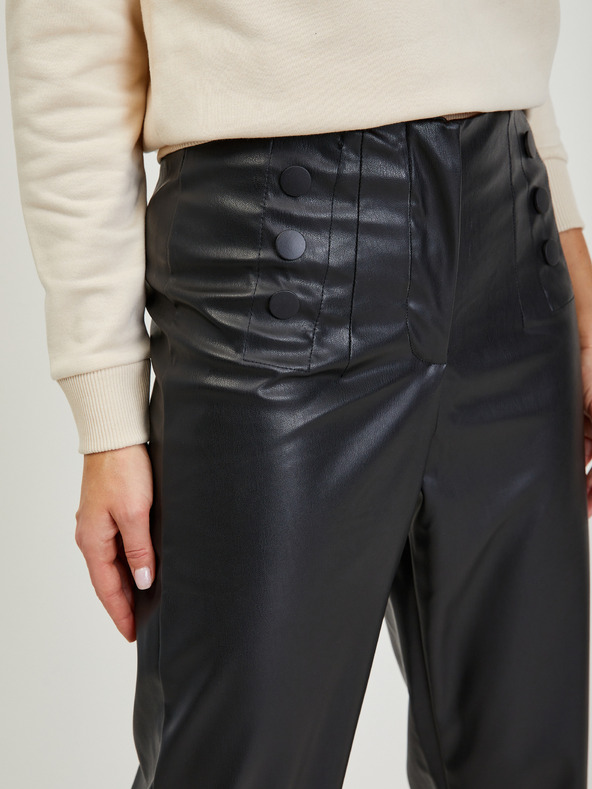 Orsay ORSAY fekete műbőr rövidített női nadrág