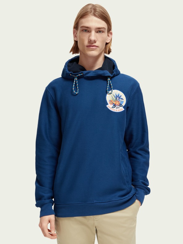 Scotch & Soda Sötétkék férfi kapucnis pulóver Scotch & Soda