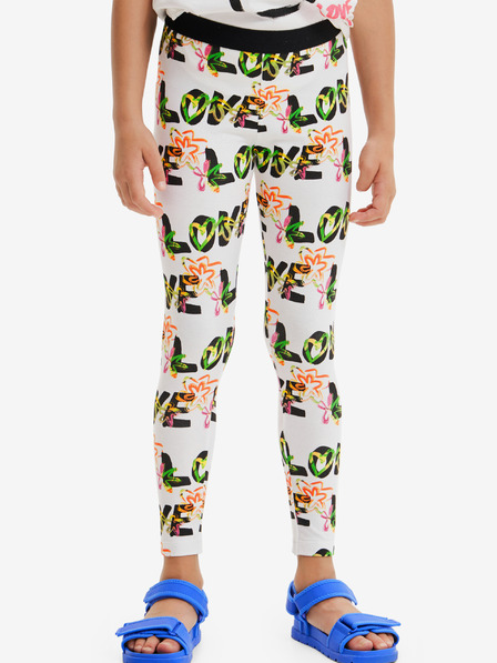 Desigual Fehér mintás lány leggings Desigual Garden