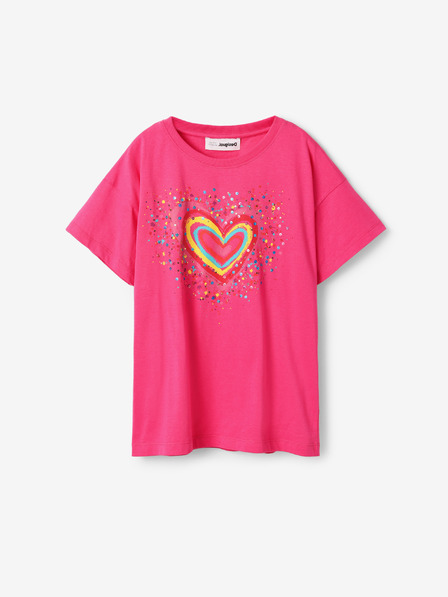 Desigual Desigual Szív sötét rózsaszín lány póló