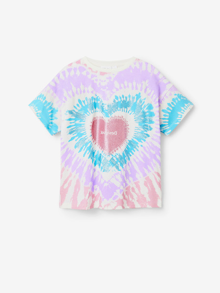 Desigual Fehér és lila batikolt lány póló Desigual Hippie póló