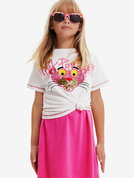 Desigual Fehér Desigual rózsaszín párduc lány póló