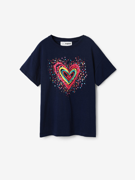 Desigual Sötétkék Desigual Heart lány póló lányoknak
