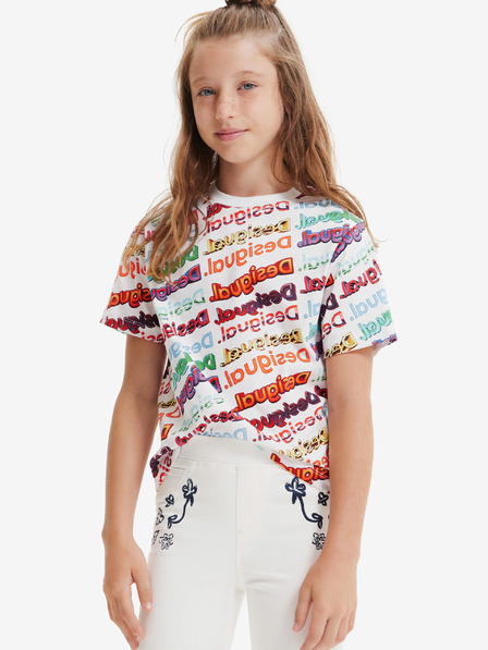 Desigual Fehér Gyerekek mintás póló Desigual Logomania
