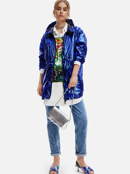 Desigual Kék női Desigual Ontario metálos parka
