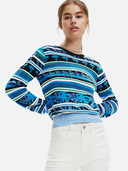 Desigual Kék női Desigual Rainforest csíkos pulcsi