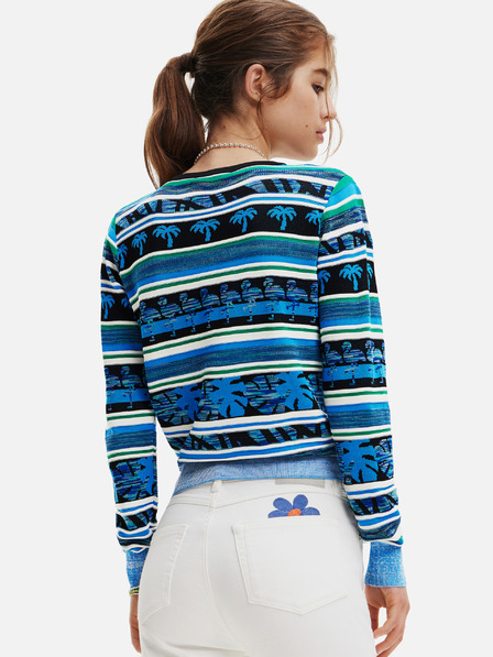 Desigual Kék női Desigual Rainforest csíkos pulcsi