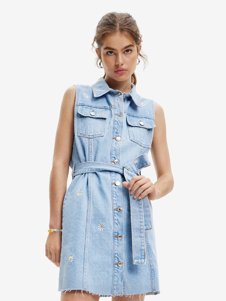 Desigual Világoskék Desigual női denim póló ruha Virginnie