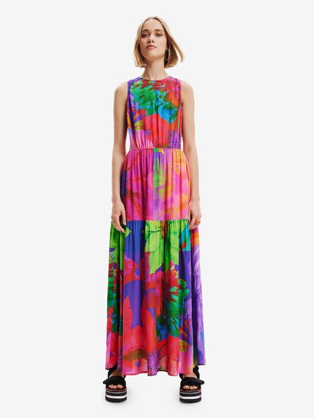 Desigual Lila és rózsaszín női mintás maxiruha kivágásokkal Desigual Sandall