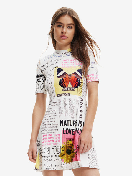 Desigual Fehér Desigual női mintás női újságos ruha
