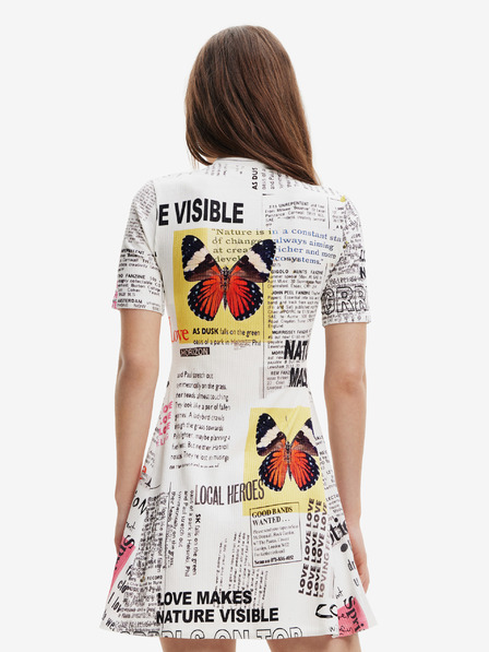 Desigual Fehér Desigual női mintás női újságos ruha
