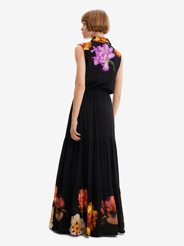 Desigual Desigual Suiza-Lacroix Fekete női virágmintás póló maxiruha