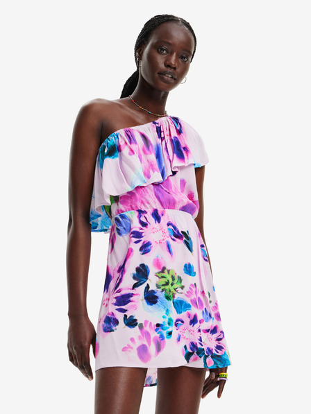 Desigual Desigual Jan-Lacroix rózsaszín virágos egyvállas ruha