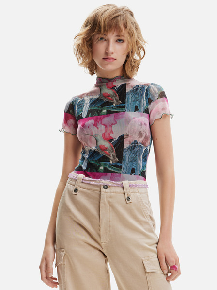 Desigual Desigual Colibrí zöld és rózsaszín női mintás body
