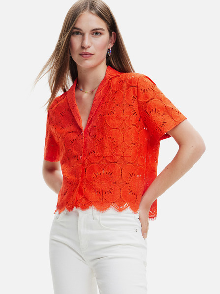 Desigual Narancssárga Desigual Preston női csipkés póló