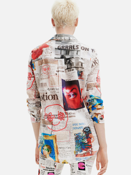 Desigual Fehér női mintás póló Desigual Newspaper