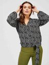 Moodo Moodo szürke és fekete női blúz kis mintával és masnival