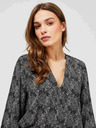 Moodo Moodo szürke és fekete női blúz kis mintával és masnival