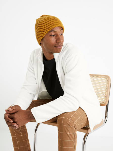 Celio Fehér férfi fleece kapucnis pulóver Celio Cepolaire