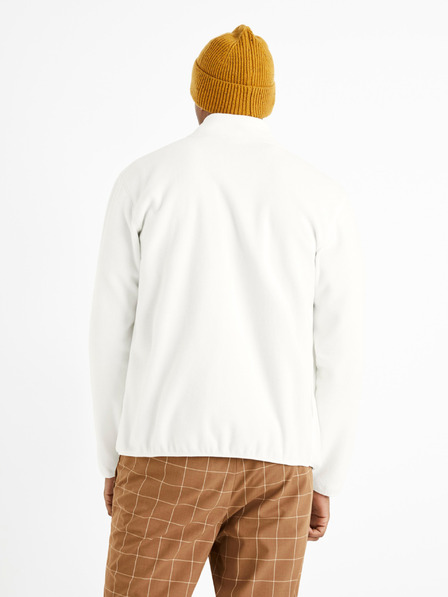 Celio Fehér férfi fleece kapucnis pulóver Celio Cepolaire
