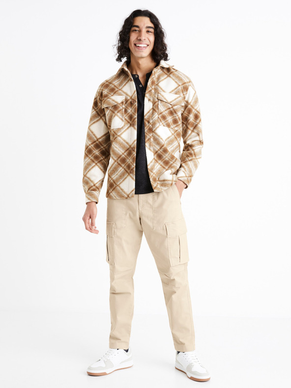 Celio Krém és barna színű, kockás férfi felső Celio Caima