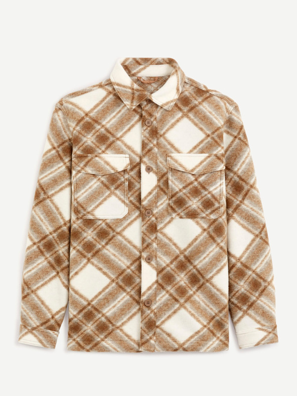 Celio Krém és barna színű, kockás férfi felső Celio Caima