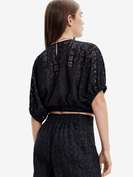 Desigual Fekete női csipke felső Desigual Lucca