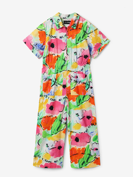 Desigual Zöld és rózsaszín Desigual Wisteria lányoknak virágos kezeslábas