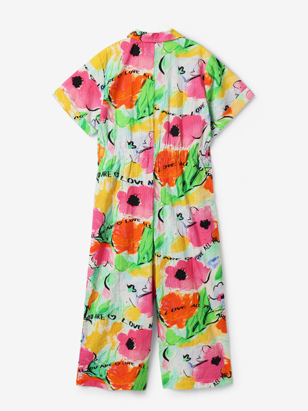 Desigual Zöld és rózsaszín Desigual Wisteria lányoknak virágos kezeslábas