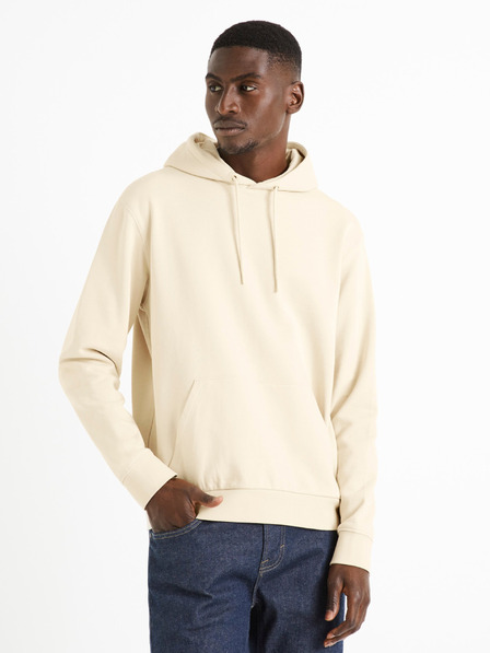 Celio Bézs színű férfi kapucnis pulóver Celio Tehoodie