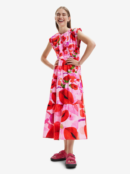 Desigual Desigual Tulip-Lacroix rózsaszín női mintás maxiruha