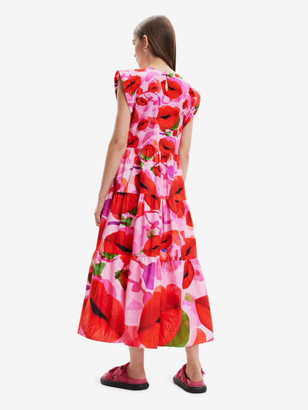 Desigual Desigual Tulip-Lacroix rózsaszín női mintás maxiruha
