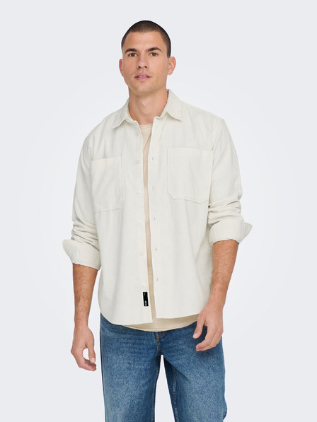 ONLY & SONS Krémszínű férfi kordbársony felső ing ONLY & SONS Alp