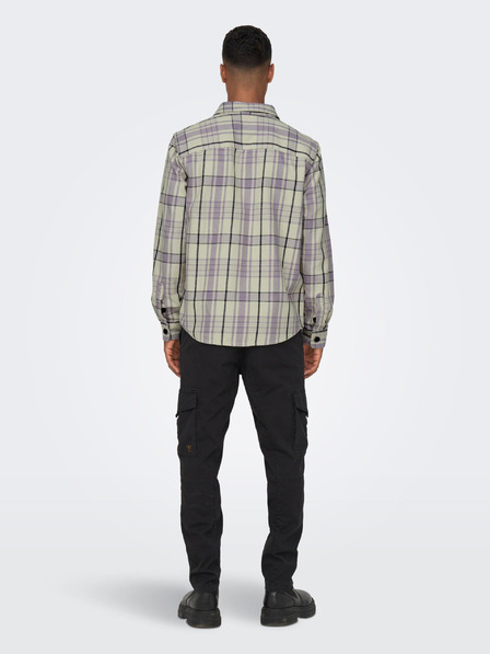 ONLY & SONS Krémszínű és lila férfi ONLY & SONS Milo kockás férfi ing