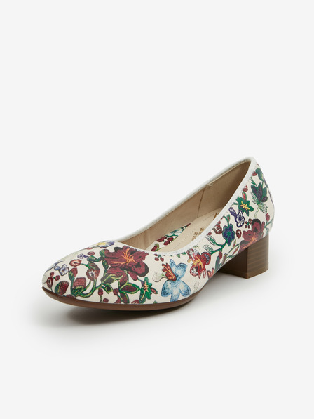 Rieker Fehér női virágos bőrből készült Rieker női szivattyú