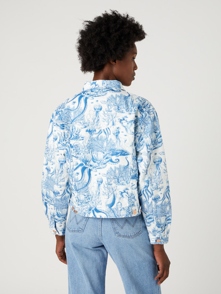 Wrangler Wrangler fehér és kék női mintás farmerdzseki