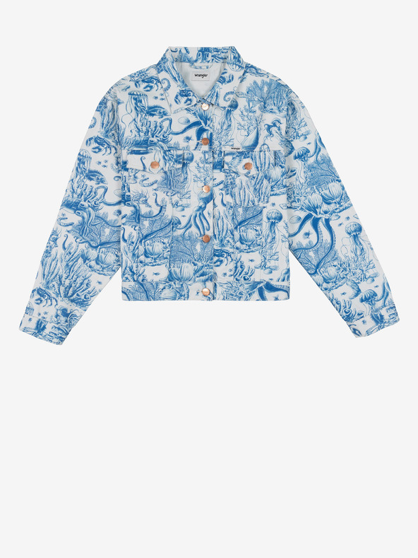 Wrangler Wrangler fehér és kék női mintás farmerdzseki