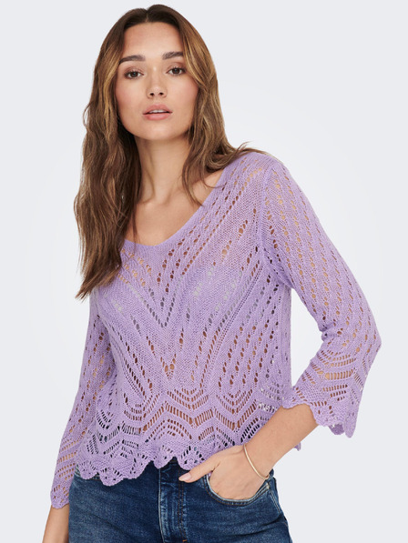 Jacqueline de Yong JDY új 3/4 ujjú lila mintás Crop felső pulóver