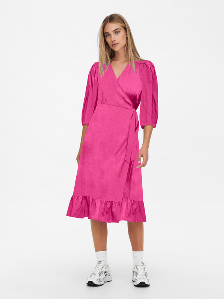 ONLY Sötét rózsaszín női szatén wrap midis ONLY Olivia