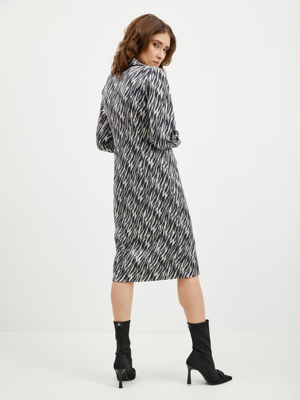 Orsay ORSAY bézs-fekete mintás velúr női ingruha