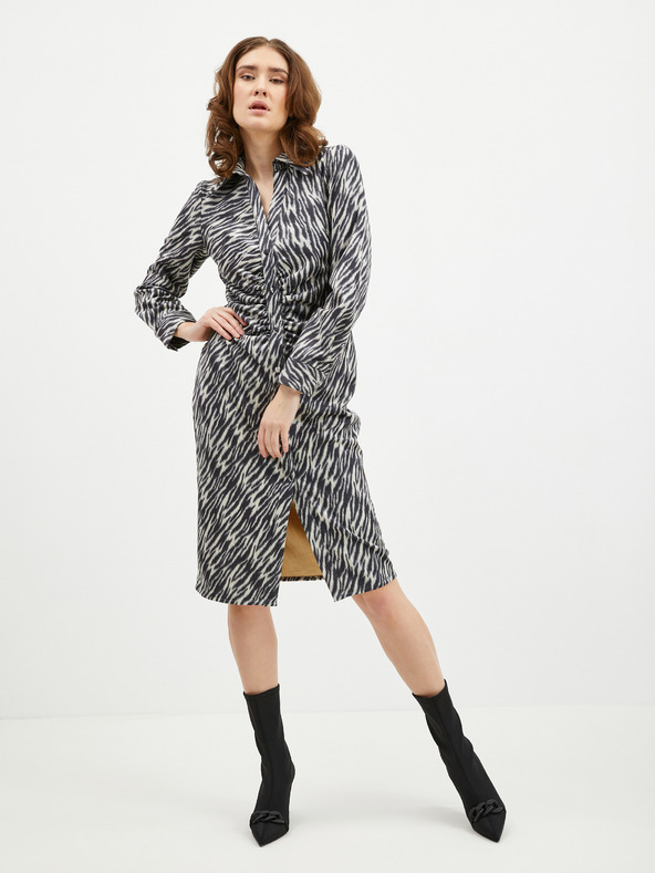 Orsay ORSAY bézs-fekete mintás velúr női ingruha