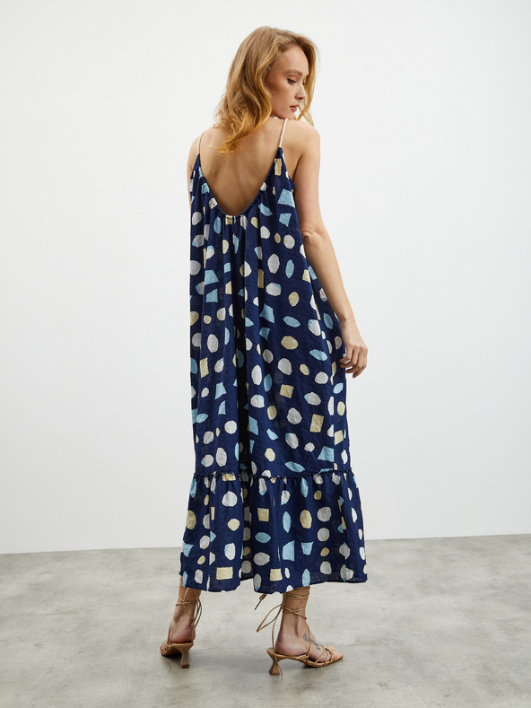 ZOOT.lab Sötétkék női mintás maxiruha fodros ZOOT.lab Grete ZOOT.lab Grete