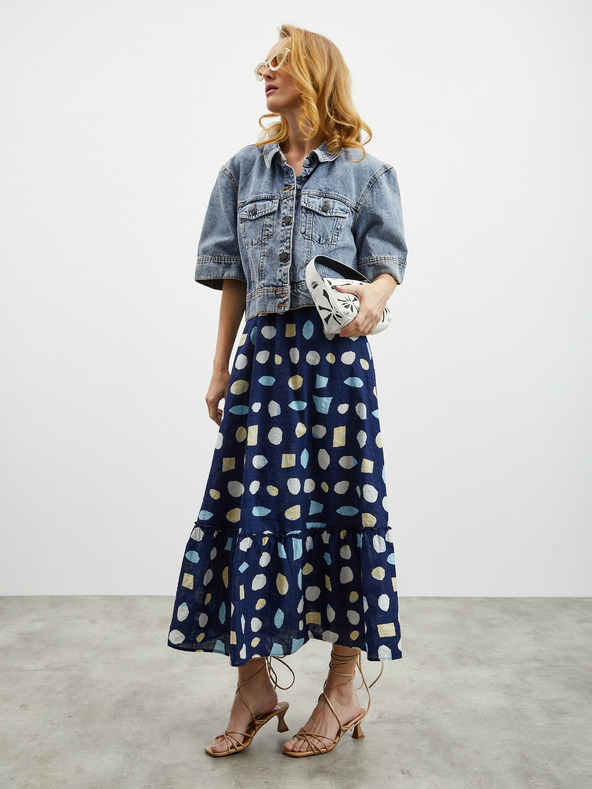 ZOOT.lab Sötétkék női mintás maxiruha fodros ZOOT.lab Grete ZOOT.lab Grete