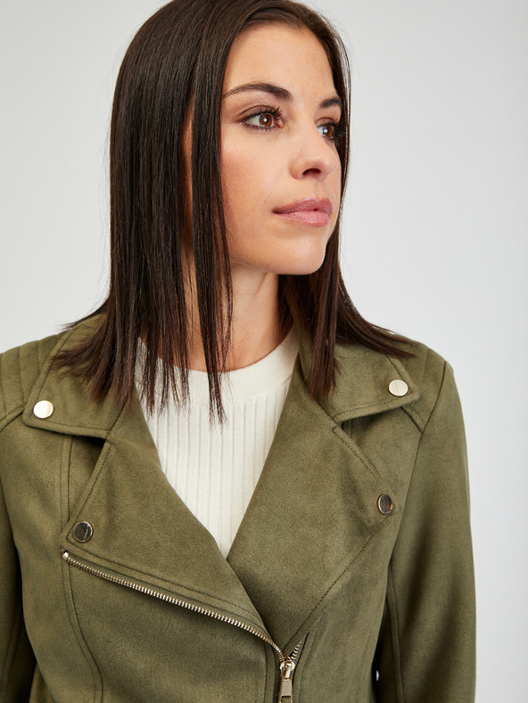 Orsay ORSAY Tina khaki színű női velúr bőrdzseki