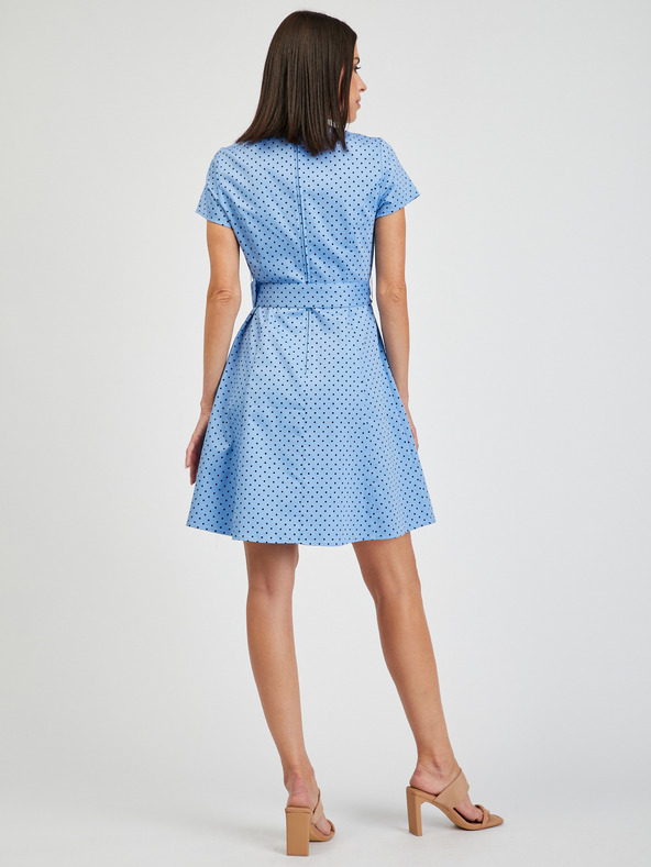 Orsay Kék pöttyös övös női ruha ORSAY